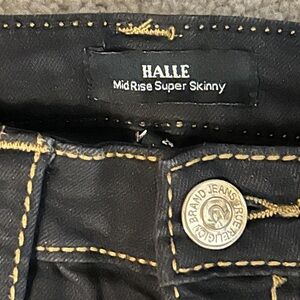 True Religion Black Mid Rise Halle Skinny Jeans NWOT size 24